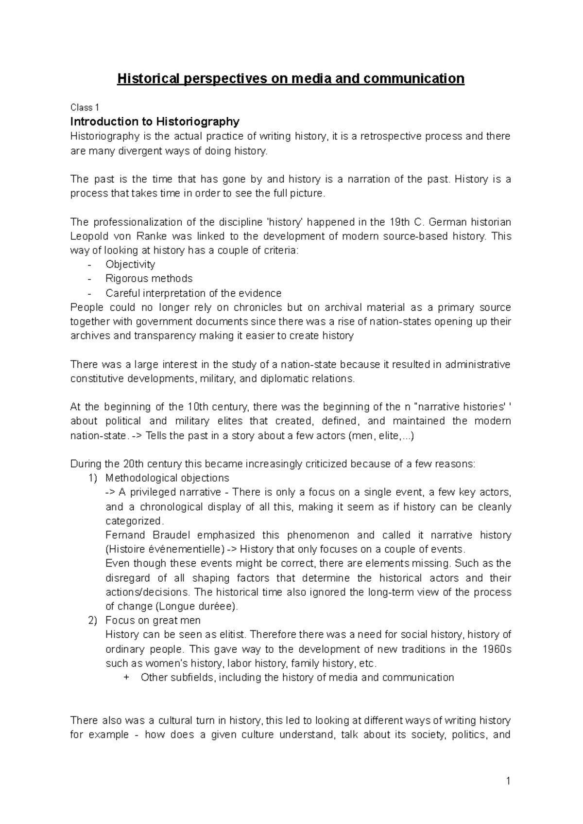Historical Perspectives on Media & Communication: A Course Overview ...