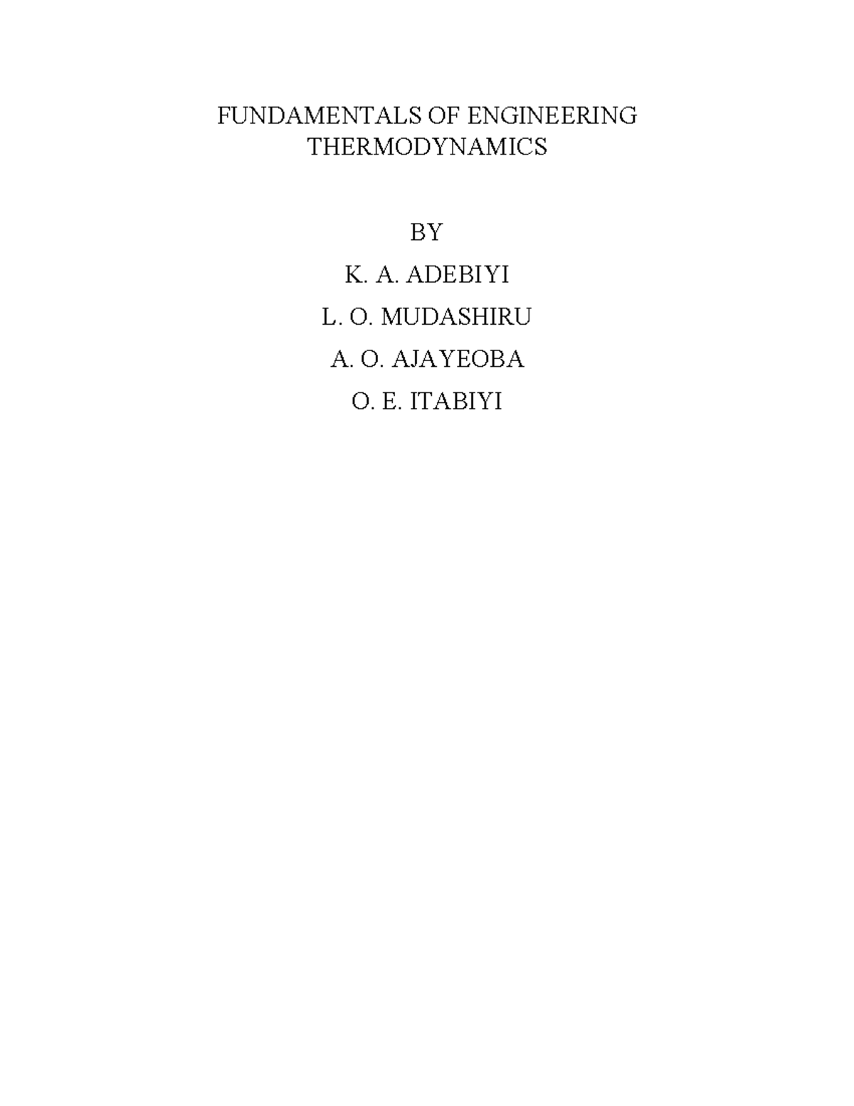 Fundamentals of Engineering Thermodynamics - Course Notes - Studocu