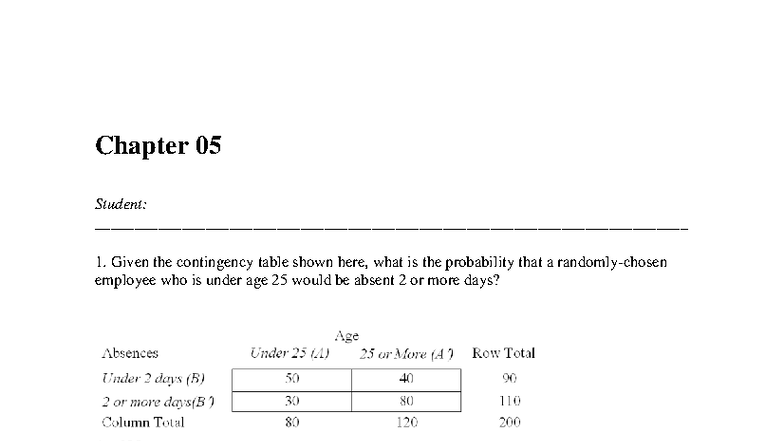 Chapter 05 - Quiz - Probability and Statistics Concepts - Studocu