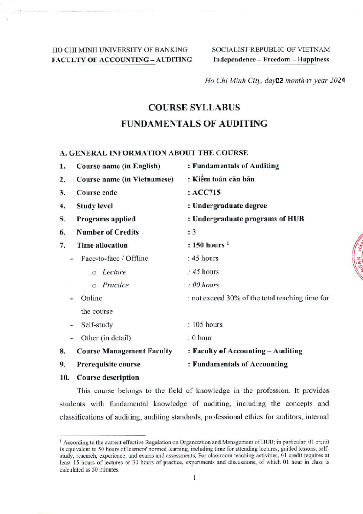 Course Syllabus: Fundamentals of Auditing (ACC715) - Studocu