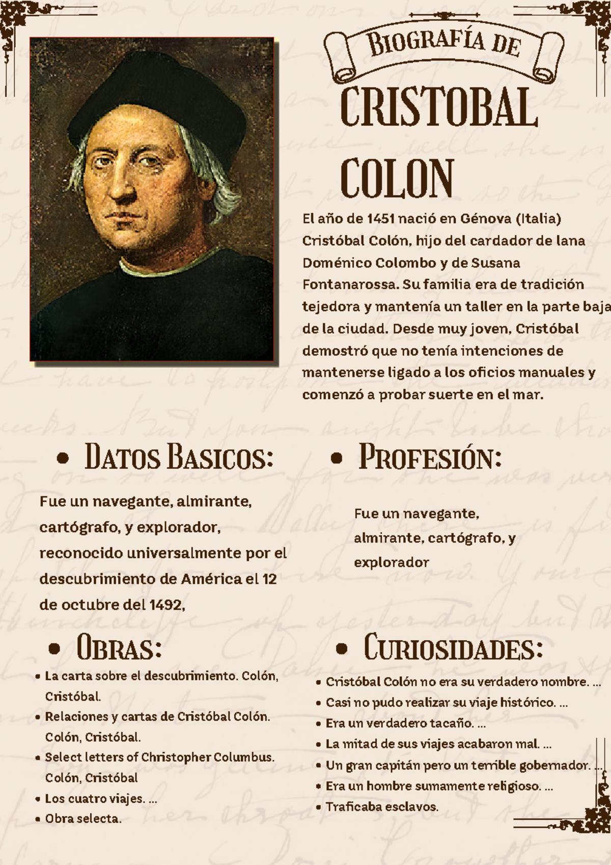 Cristóbal Colón: Biografía y Curiosidades Históricas - NAO 101 - Studocu