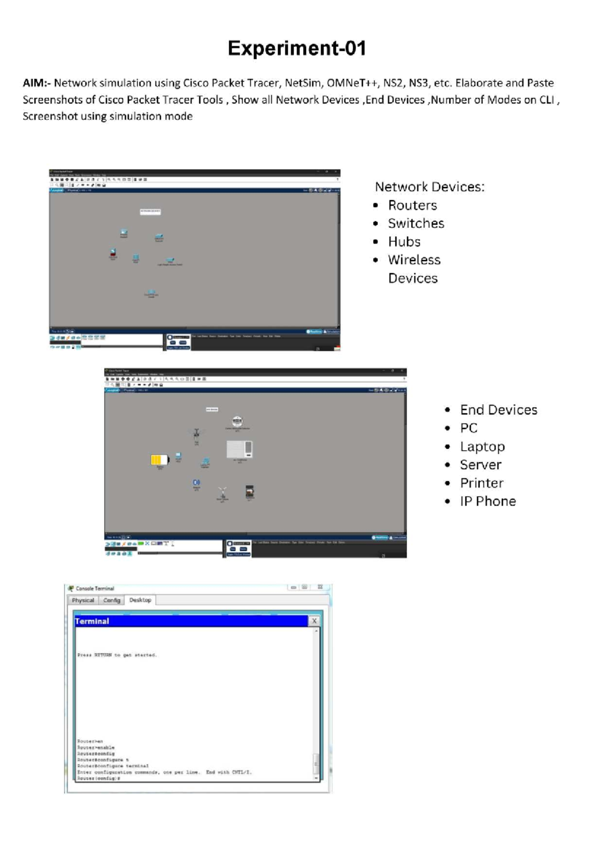 Network Simulation Lab Report: Cisco Packet Tracer & Device ...