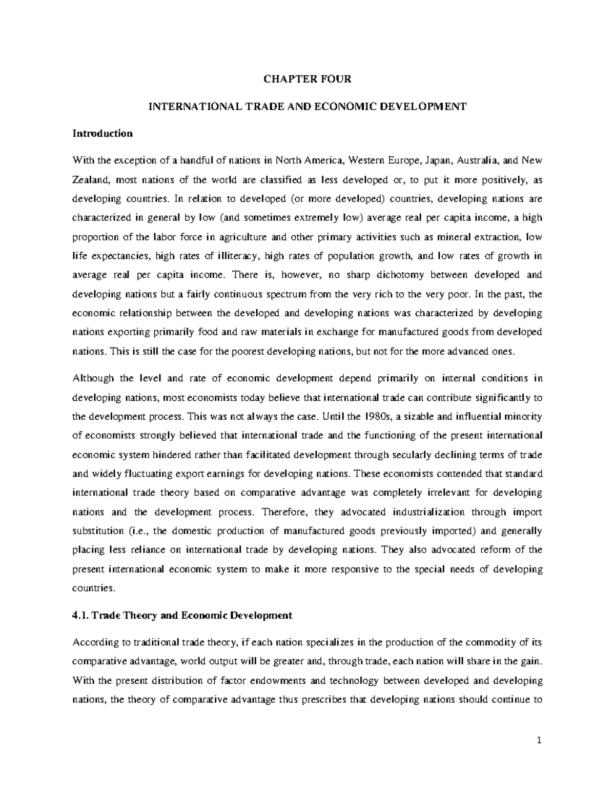 CHAPTER 4: INTERNATIONAL TRADE & ECONOMIC DEVELOPMENT Insights - Studocu