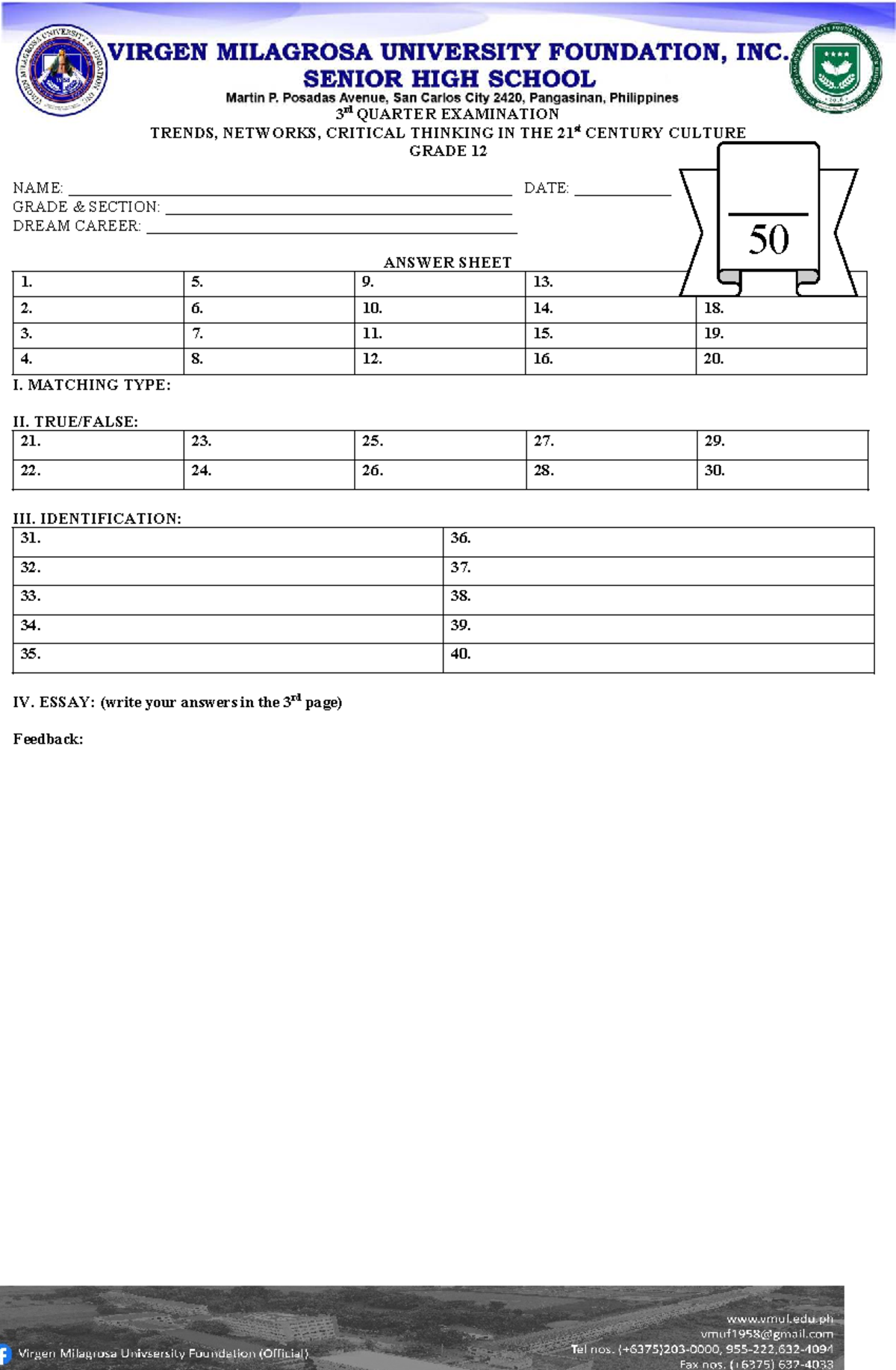 3rd Quarter Exam - Trends, Networks, & Critical Thinking in 21st ...