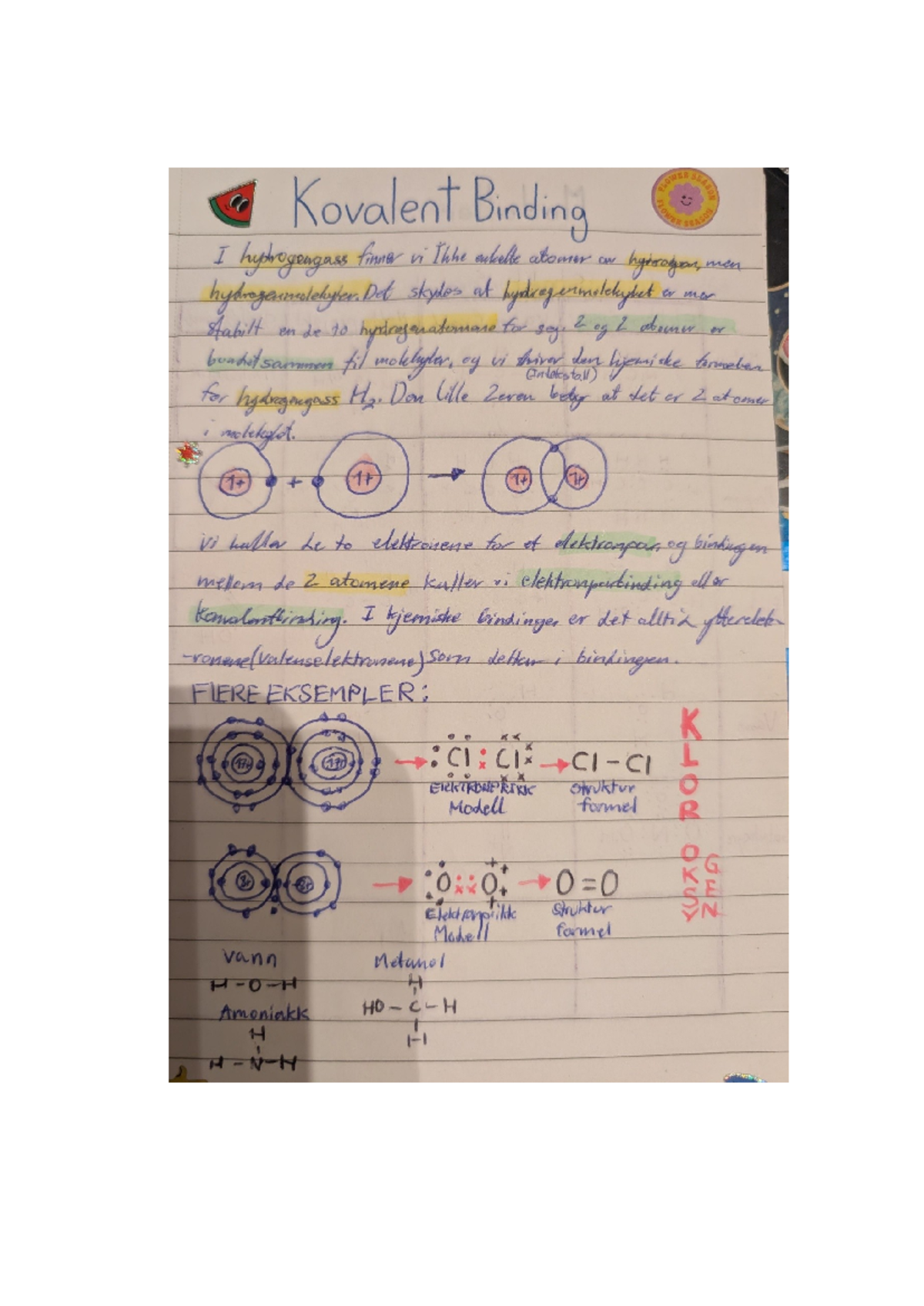 Kovalent Binding: En Studie av Hydrogenbindinger og Molekyler - Studocu