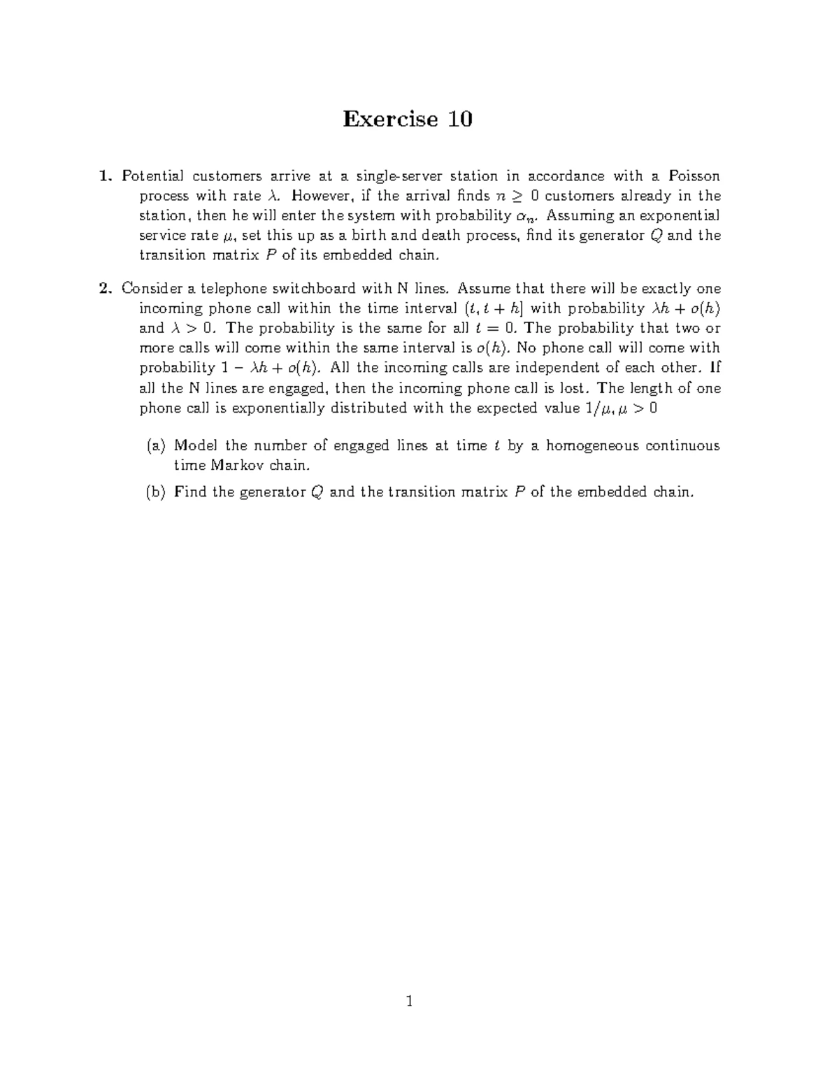 Week 12 - Exercise 12: Queueing Theory & Poisson Processes - Studocu