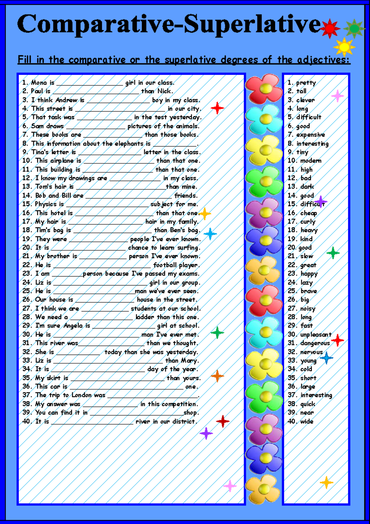 Exercise on Comparative and Superlative Adjectives - Studocu