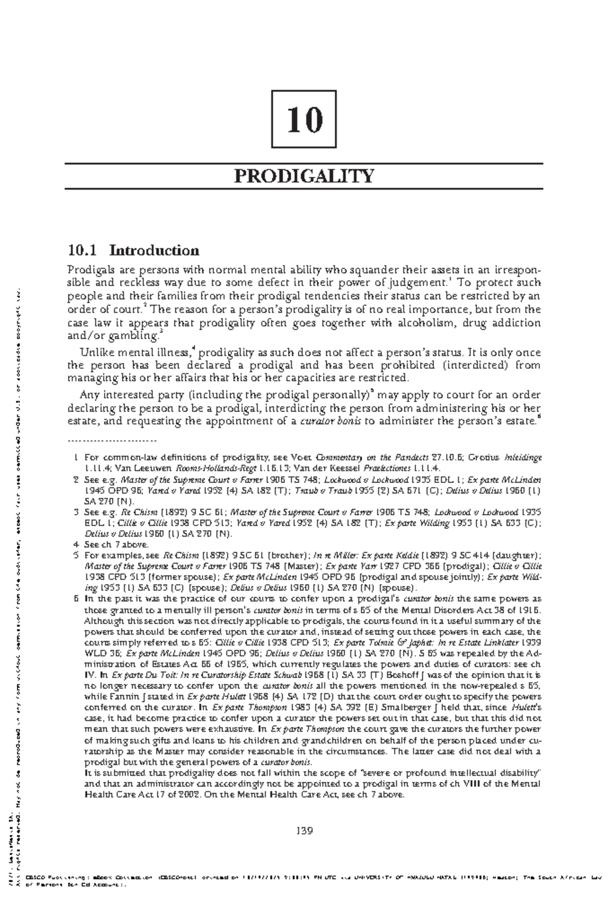 10 PRODIGALITY: Understanding Prodigals in South African Law - Studocu