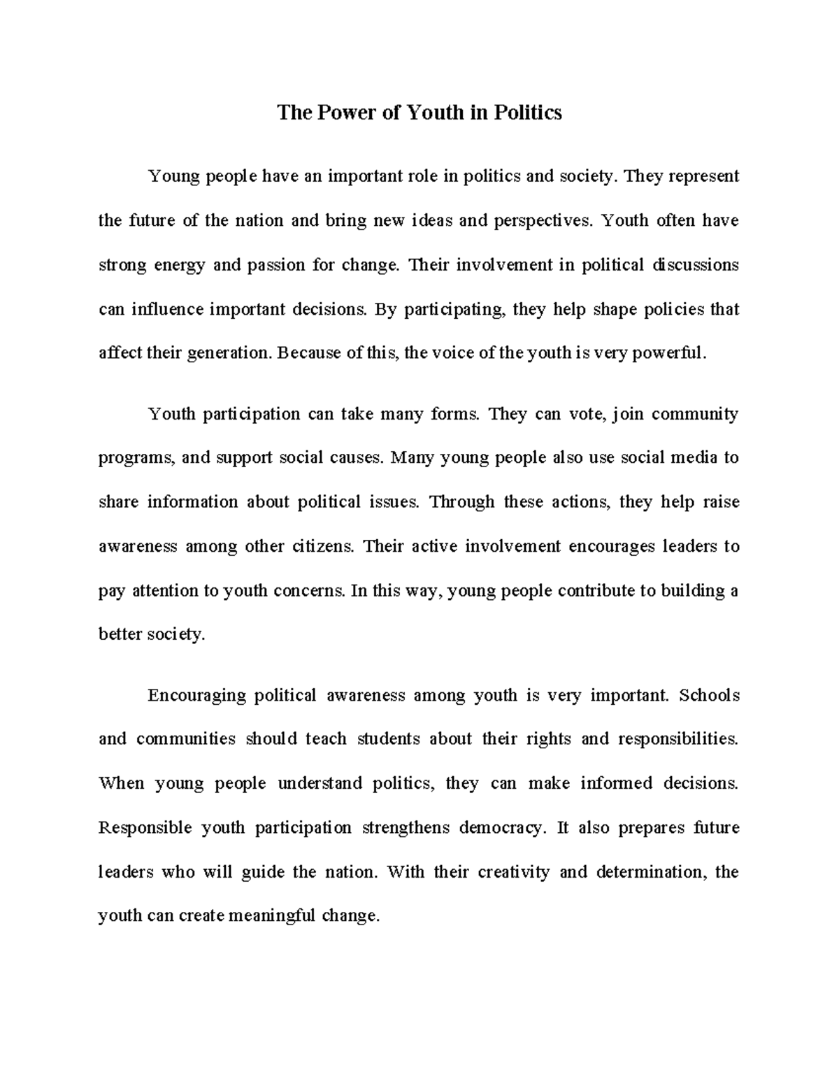 SM4 Final Exam: The Impact of Youth Engagement in Politics - Studocu
