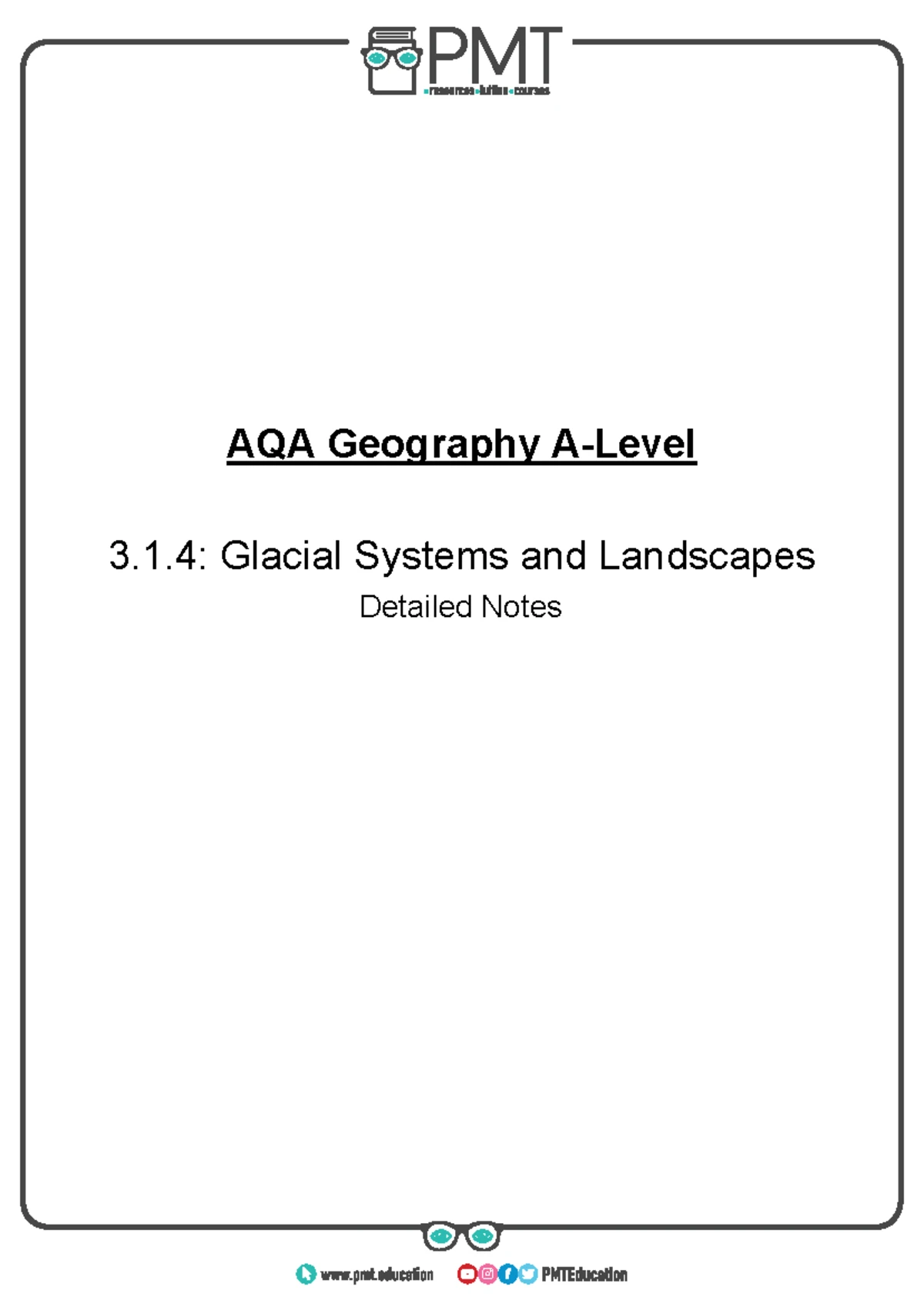 AQA Geography A-Level: Comprehensive Notes on Glacial Systems ...