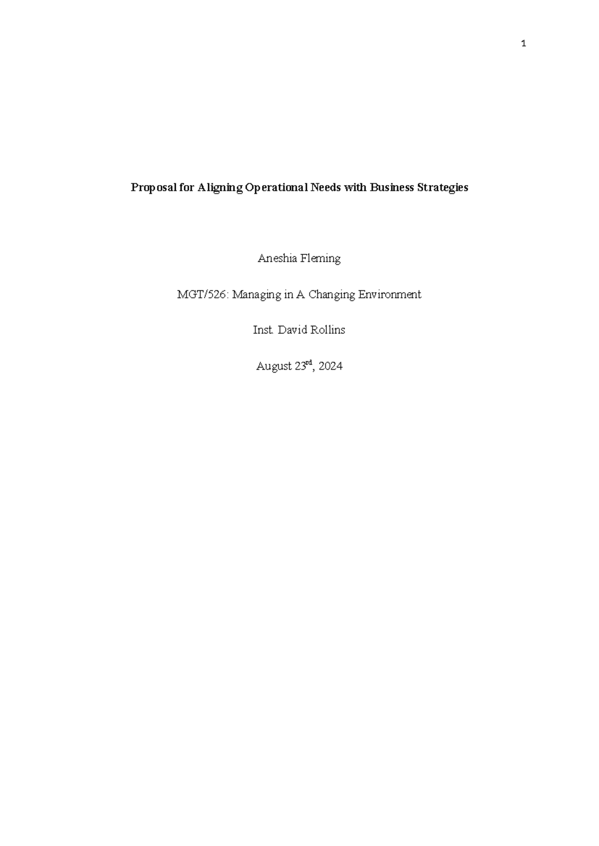 Wk 3 Summative Assessment Business Strategies Proposal - Proposal for ...