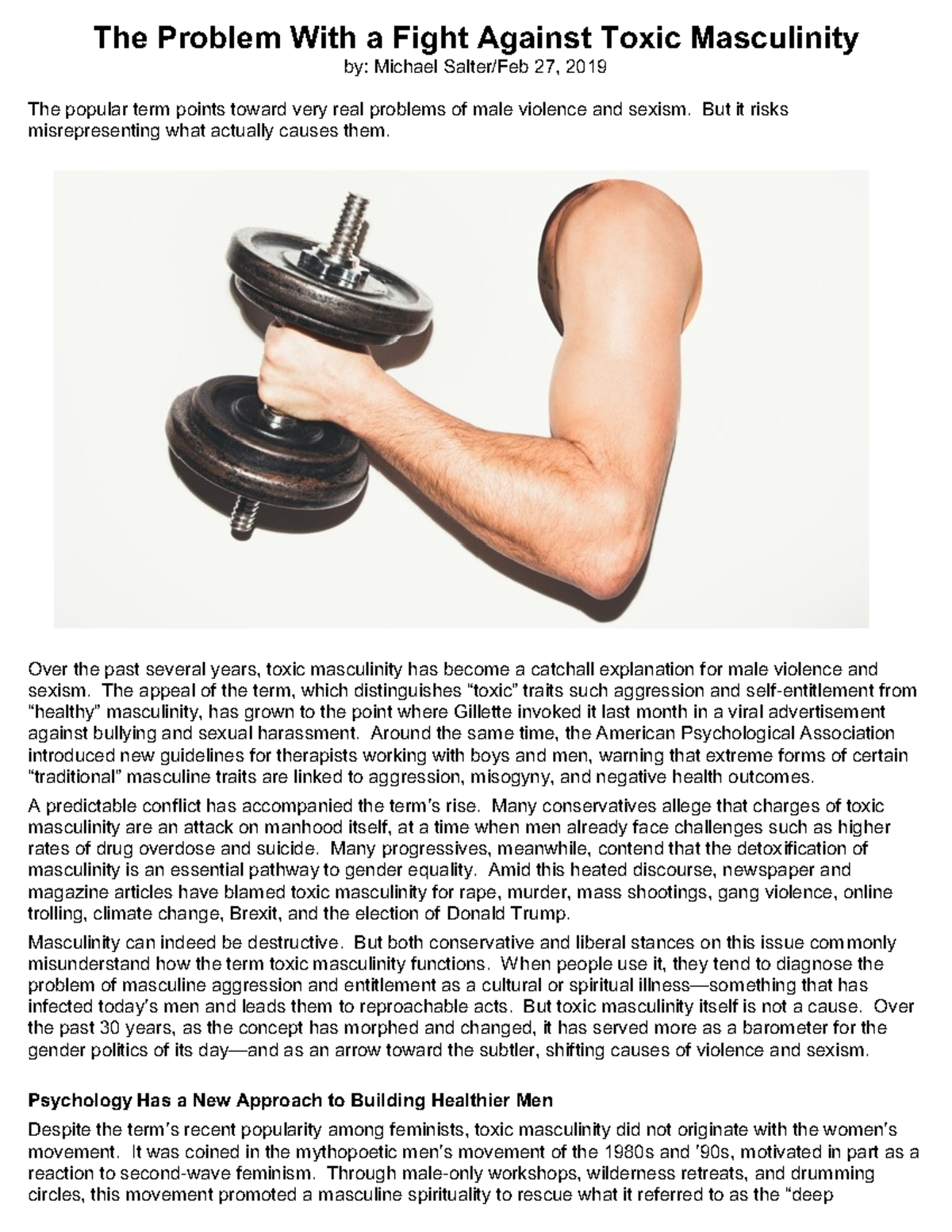 The Problem With a Fight Against Toxic Masculinity - But it risks ...