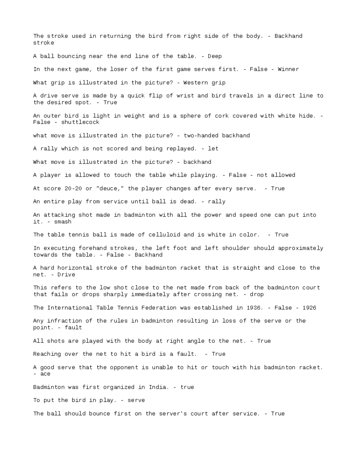 Badminton & Table Tennis Strategy Notes - HEHEHEHE - Document Preview