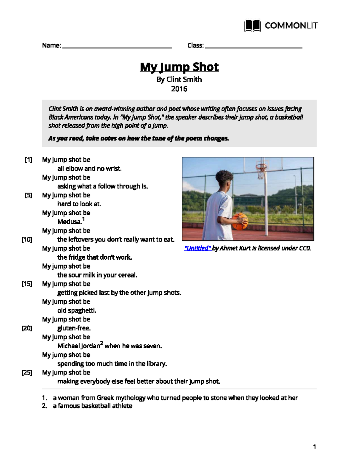 My Jump Shot Analysis - CommonLit 1111111111111111 - Studocu