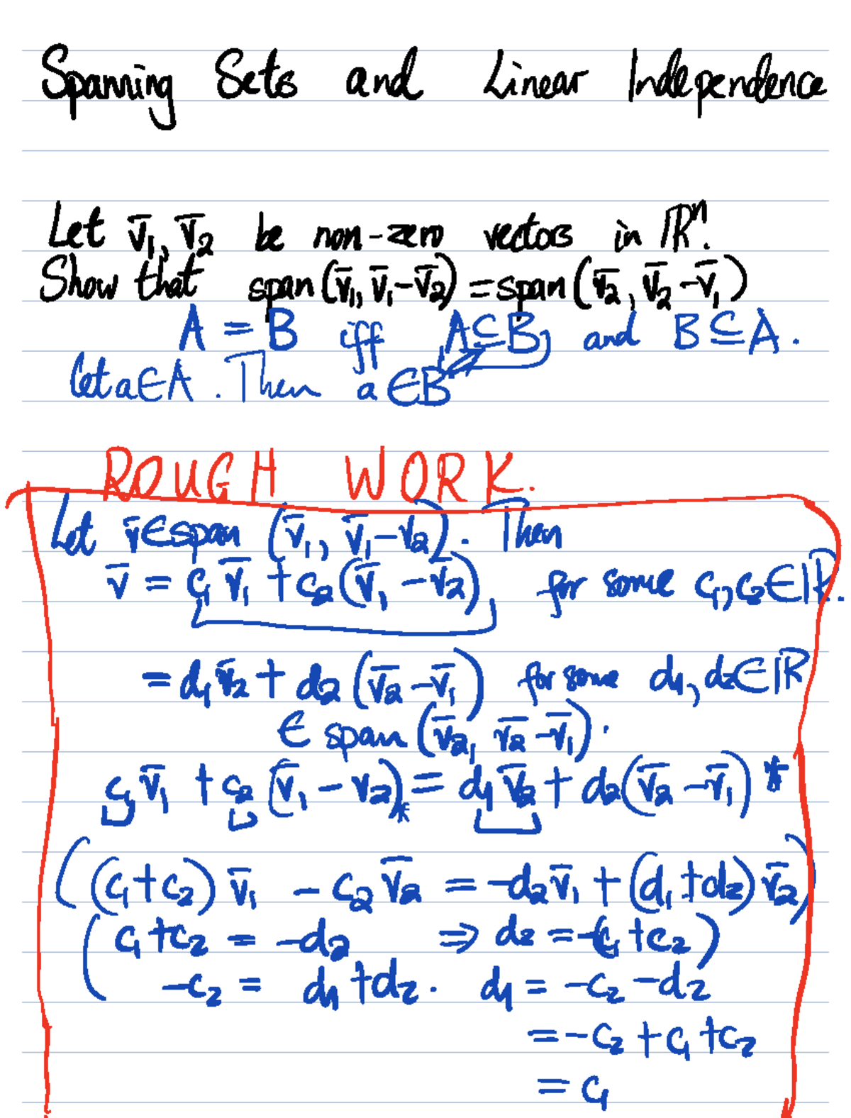 Linear Independence and Spanning Sets in Vector Spaces (MATH 101 ...