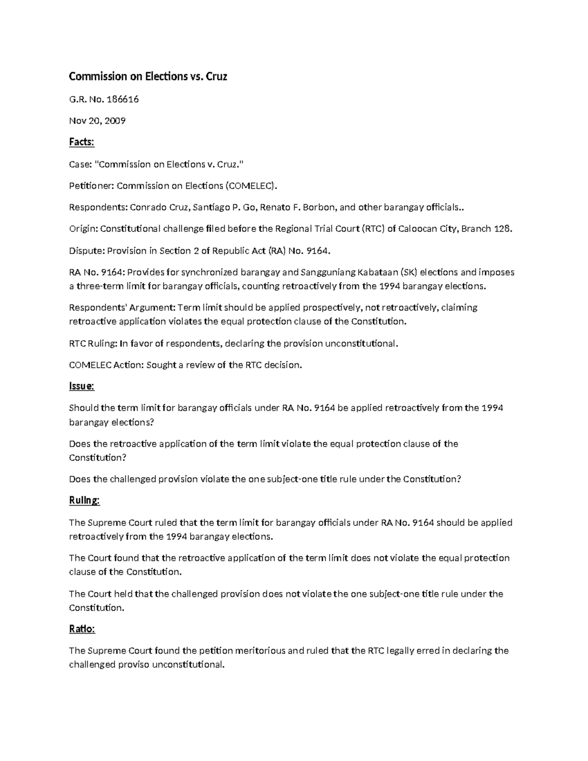 Consti 2 Case Studies: Key Rulings and Legal Principles Summary - Studocu