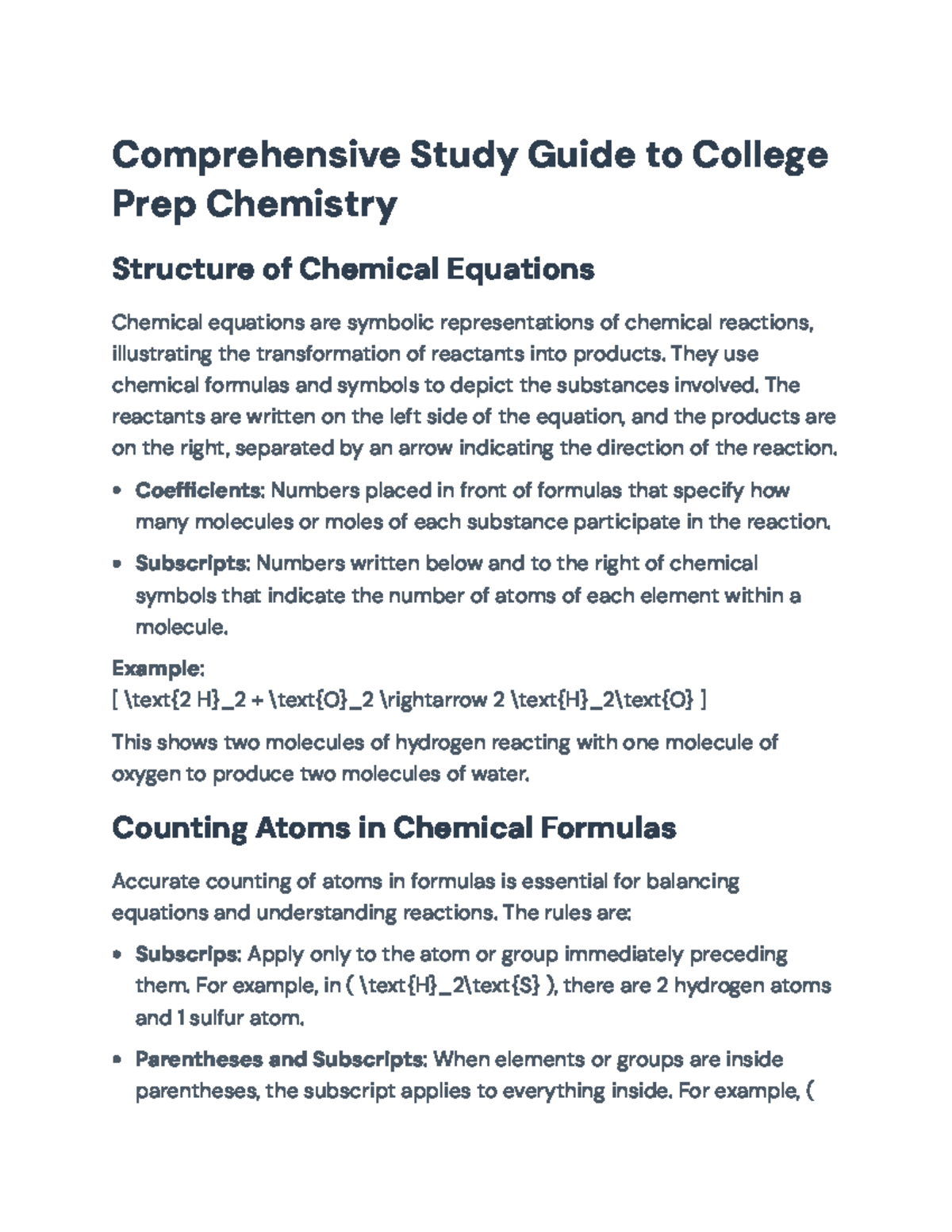 Comprehensive Study Guide for College Prep Chemistry (CHEM 101) - Studocu