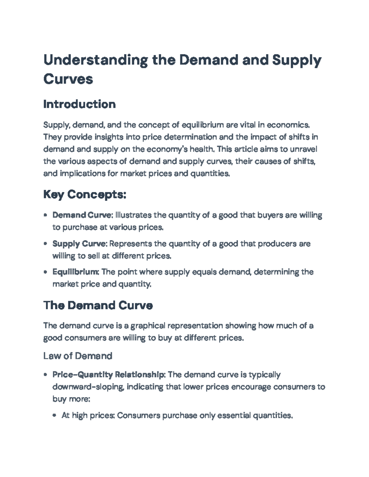 Understanding Demand and Supply Curves: Key Concepts and Implications ...