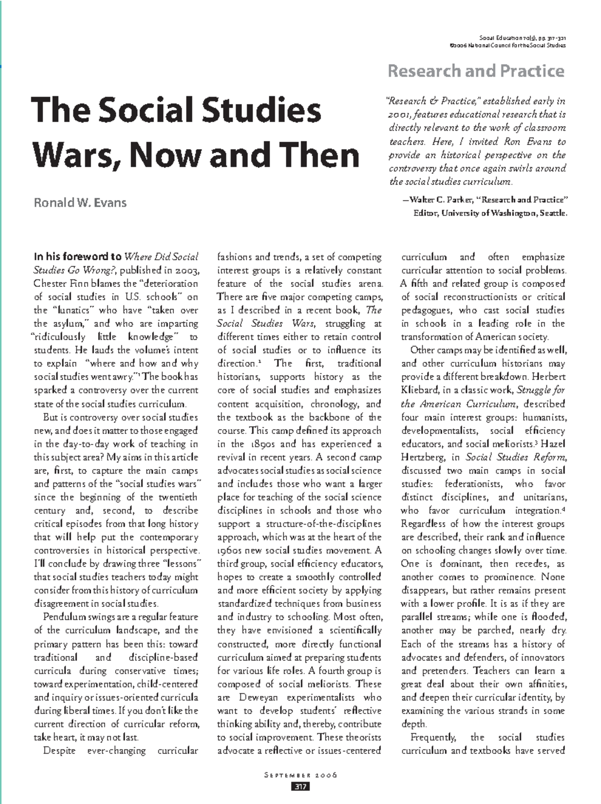 The Social Studies Wars: Historical Perspectives and Lessons (SS 101 ...