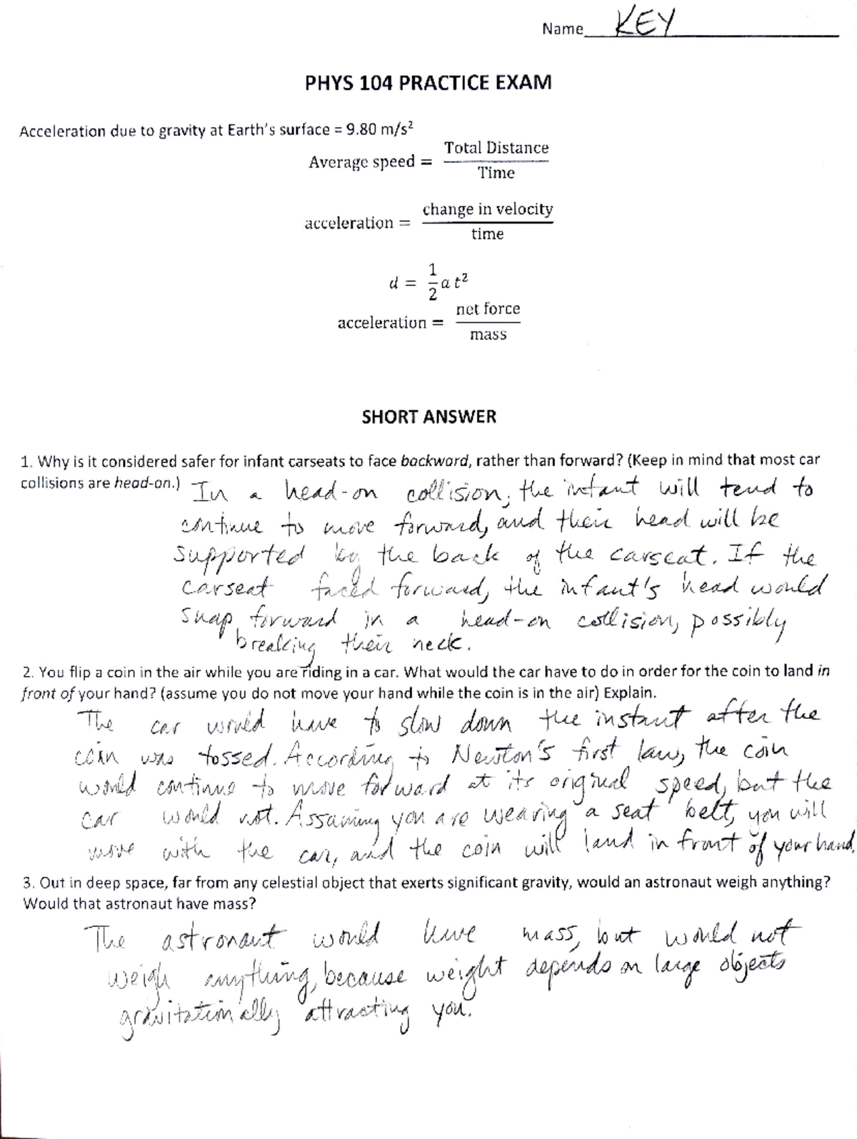 Phys104 midterm 1 practice solutions - PHYS 103 - Studocu