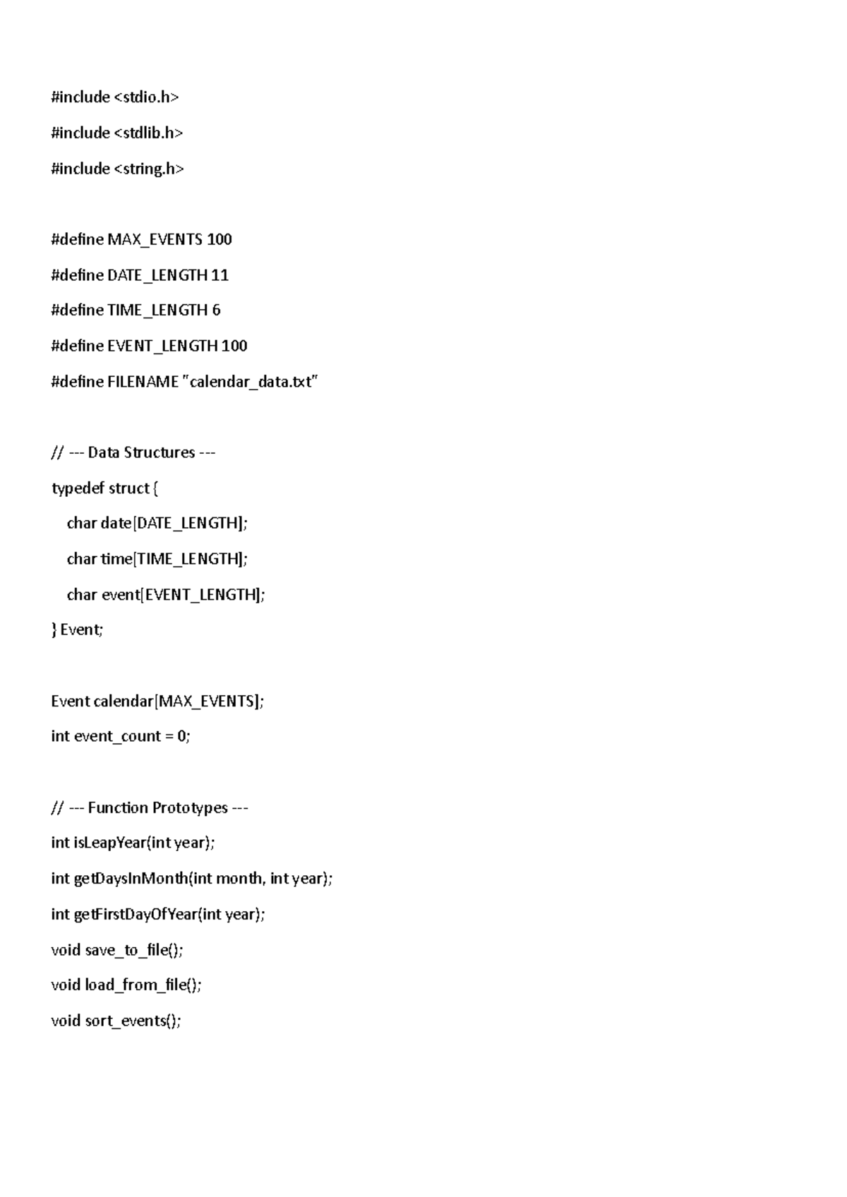 C Program for Event Management System - Data Structures - Studocu