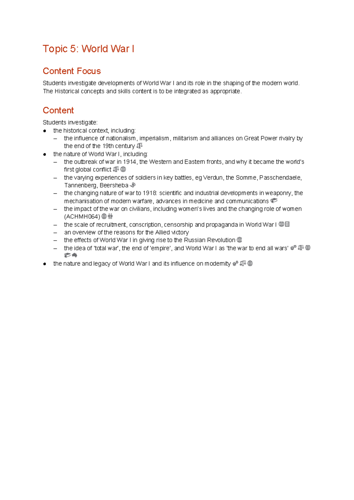 Topic 5: World War I and Its Impact on Modernity (HIST101) - Studocu