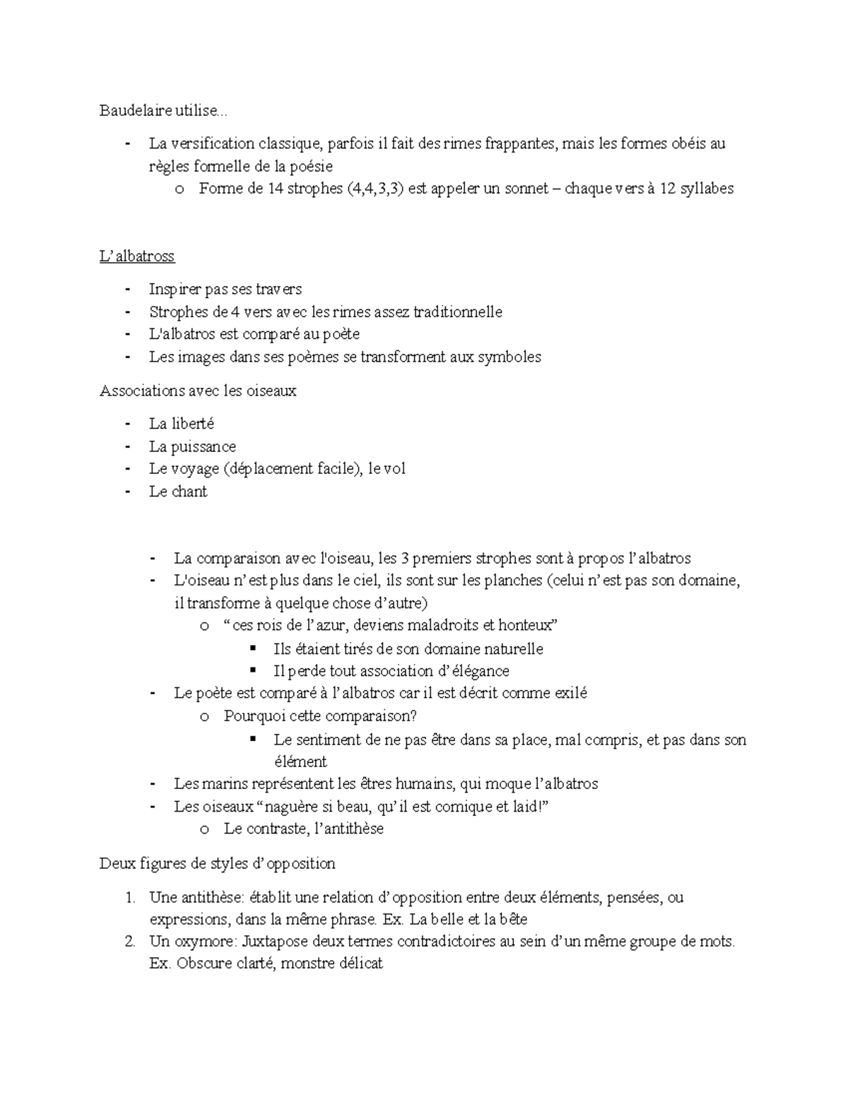 FR 101: Baudelaire et la Versification Classique - Notes du 15 Octobre ...