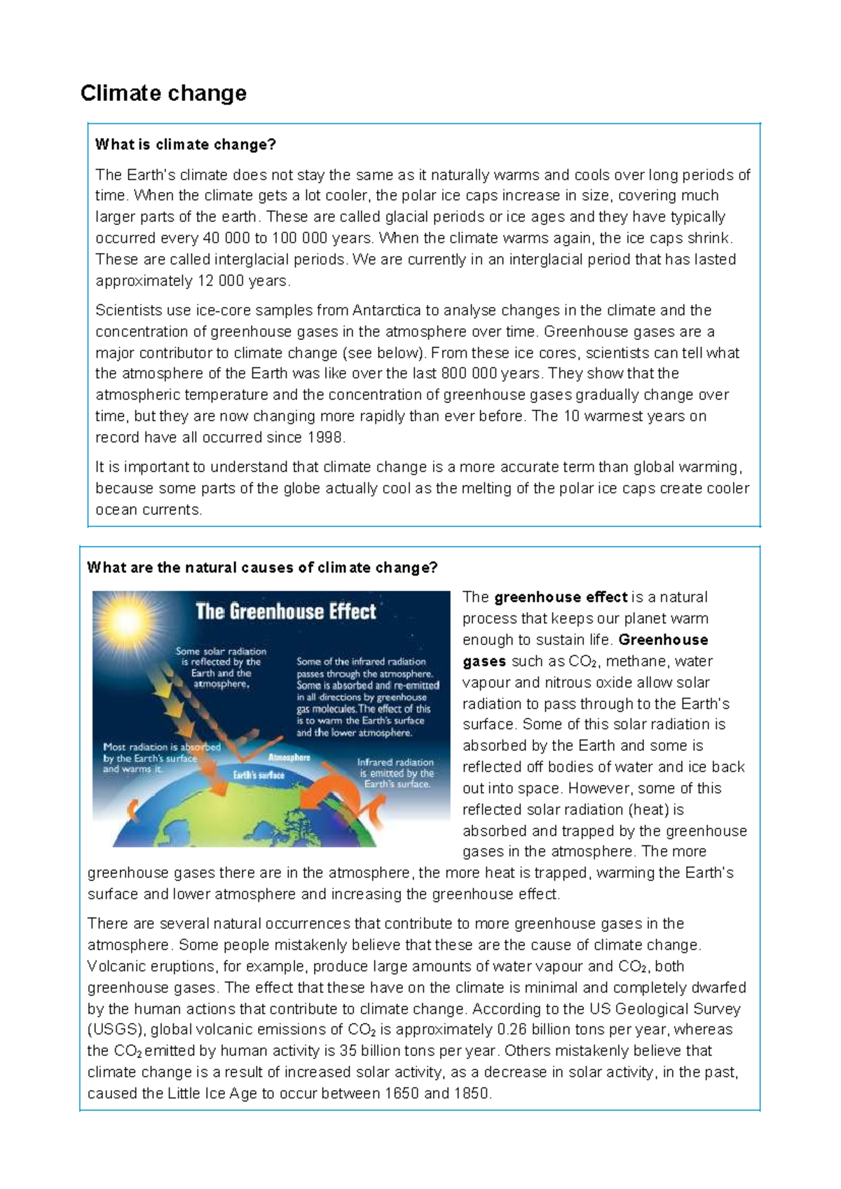 Climate Change Revision Sheet-1 - Climate change What is climate change ...