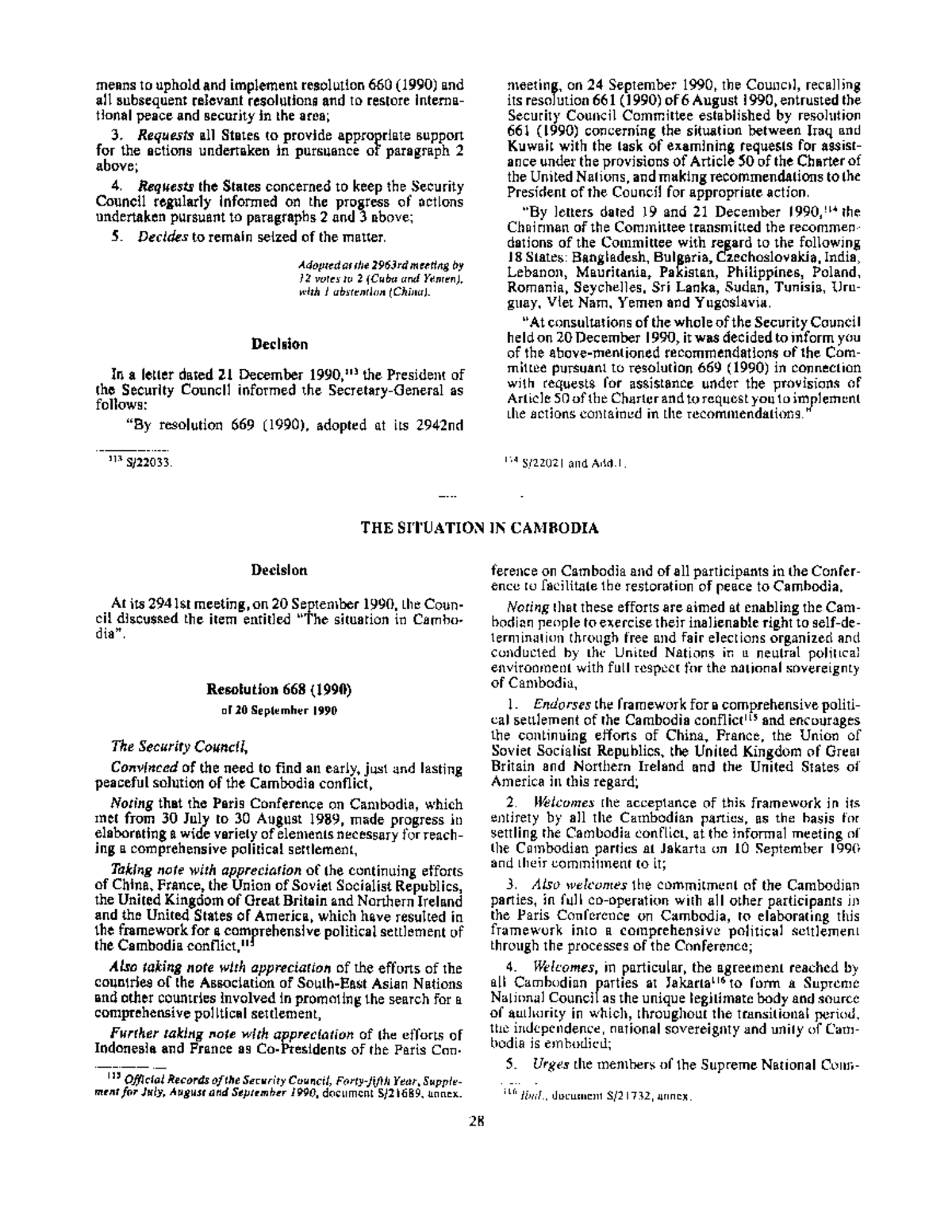 S RES 668(1990) - Cambodia Conflict Resolution Overview - Studocu