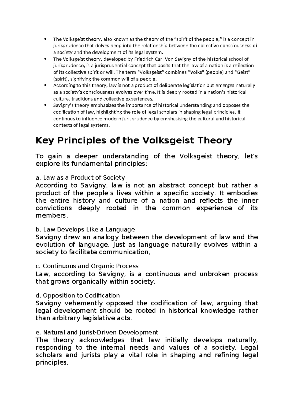Volksgeist Theory: The Spirit of the People in Jurisprudence - Studocu