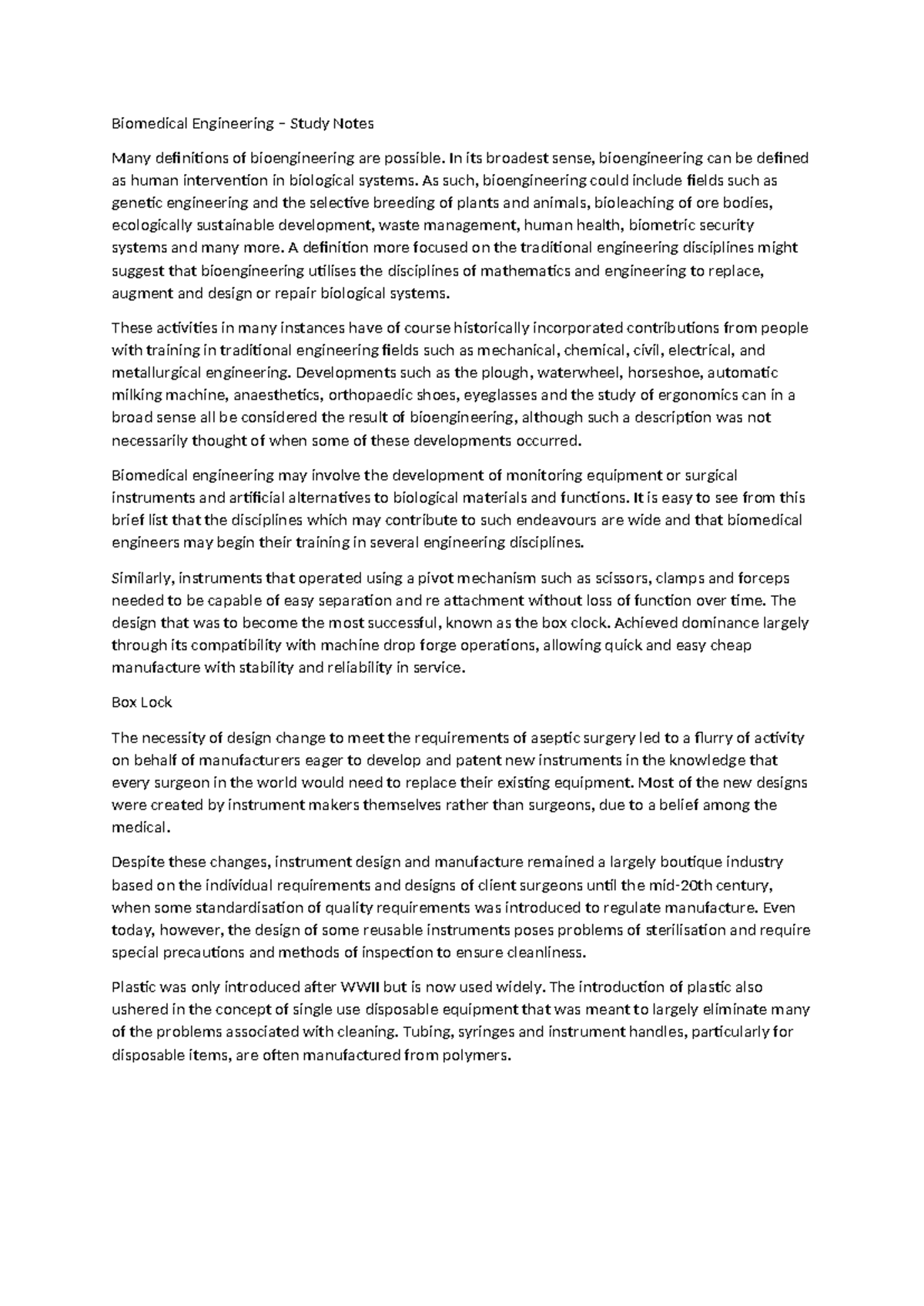 Biomedical Engineering - In its broadest sense, bioengineering can be ...