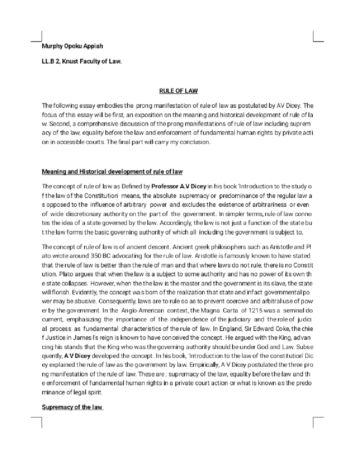 LAW 101: Exploring the Concept of Rule of Law and Its Manifestations ...
