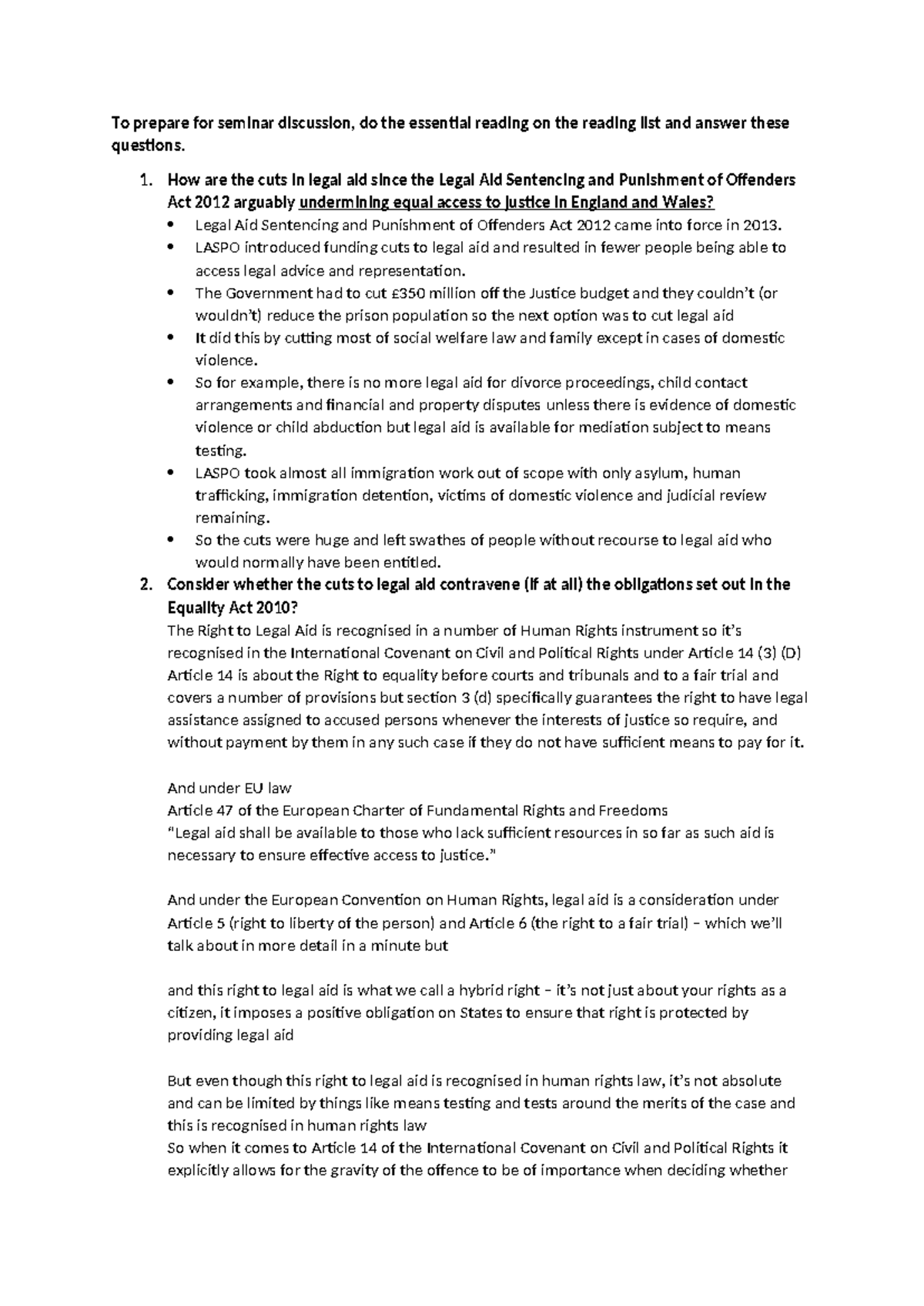 Seminar 3: The Impact of Legal Aid Cuts on Justice Access Equality ...
