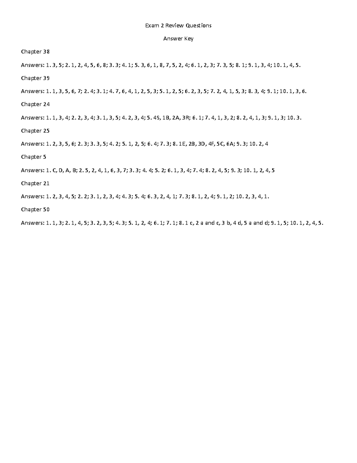 Fundamentals Exam 2 Review Answer Key (Ch. 24-50) - Studocu