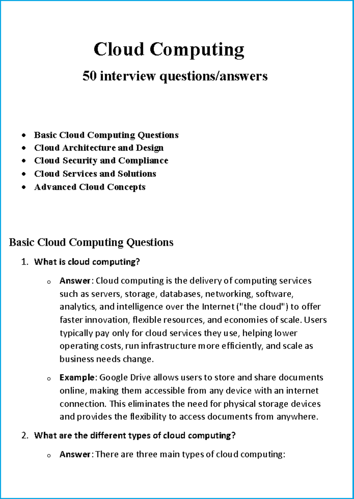 AWS 1775159659 - Cloud Computing Interview Questions and Concepts - Studocu