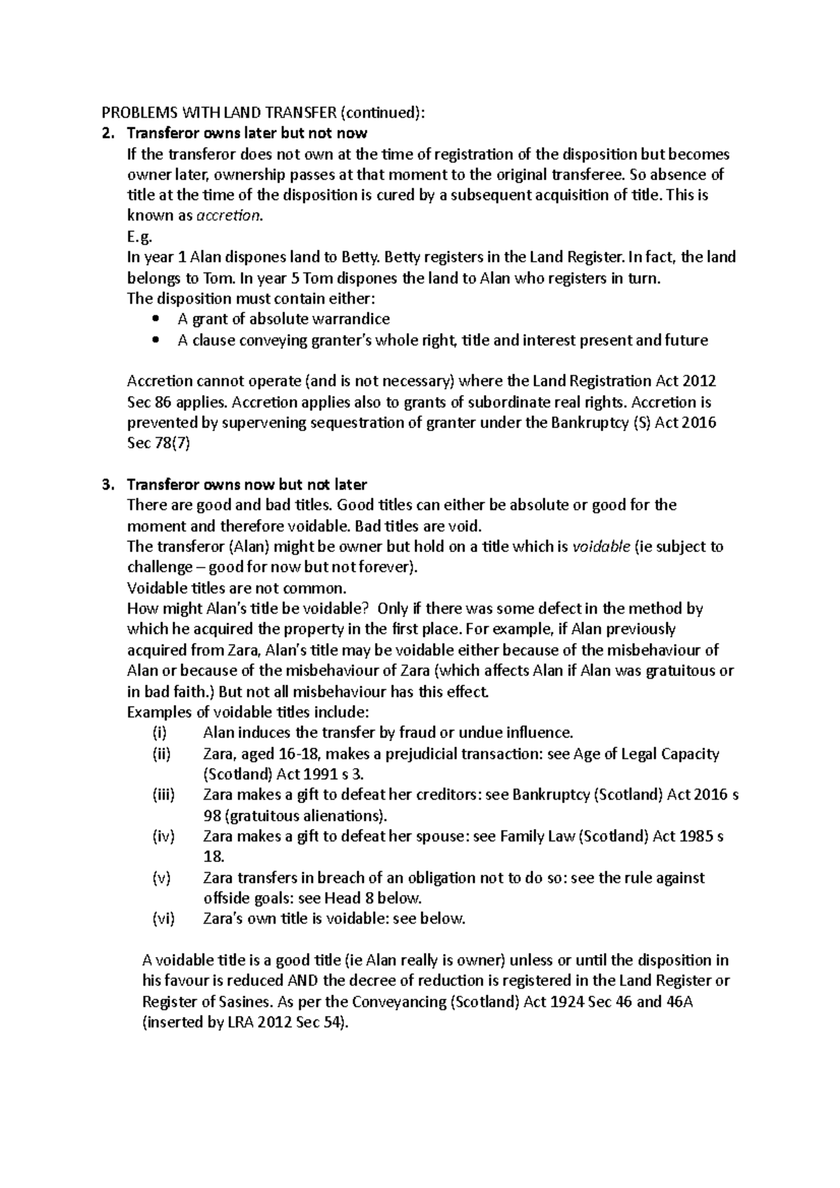 Week 5 - Notes made from the Lecture/Semester 1 - PROBLEMS WITH LAND ...