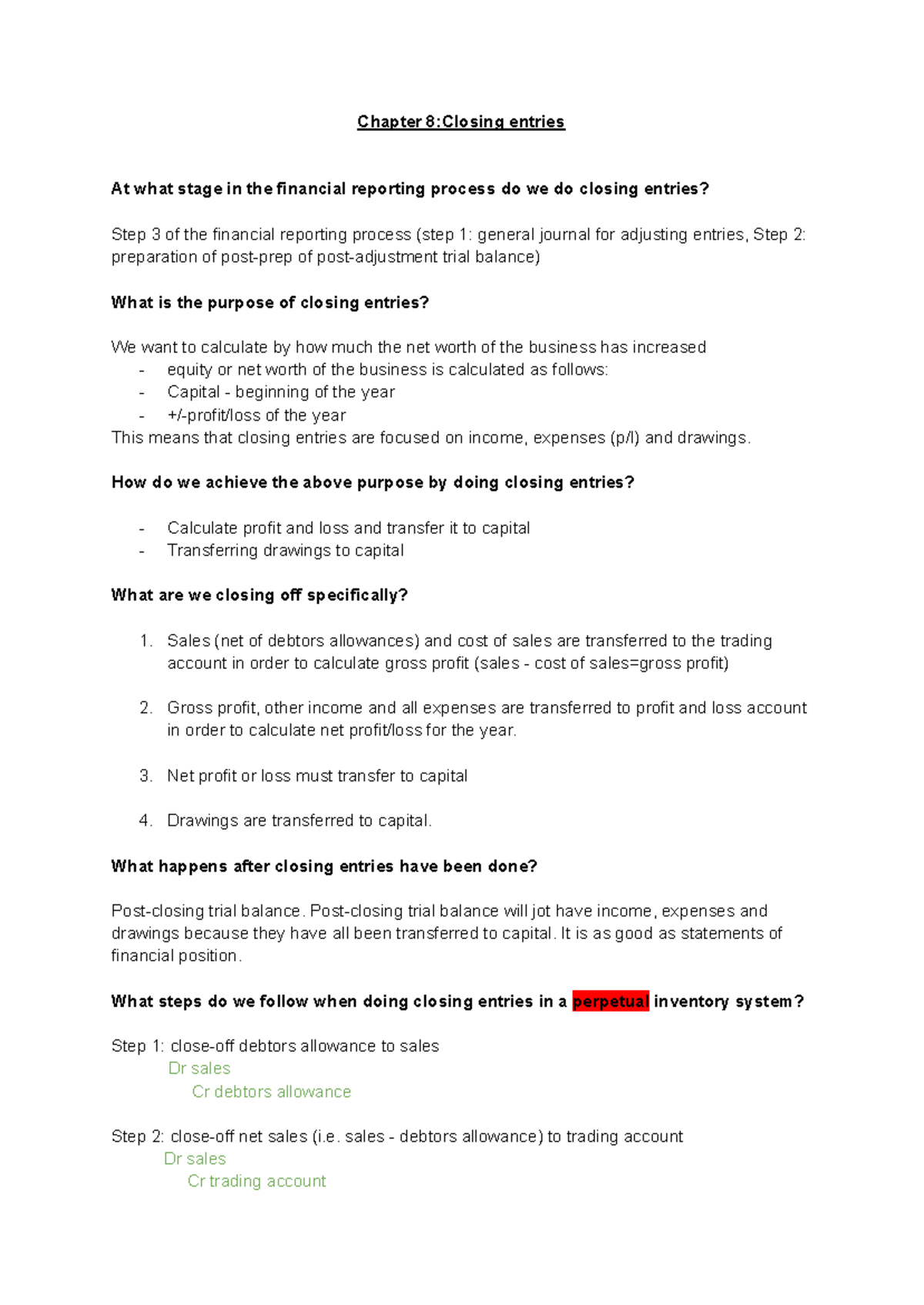 FRK Chpt 8 - Summary of Closing Entries in Financial Reporting