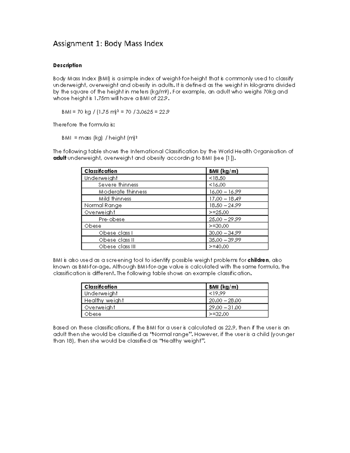 EED540 - Assignment 1 - Analyzing Body Mass Index (BMI) - Studocu