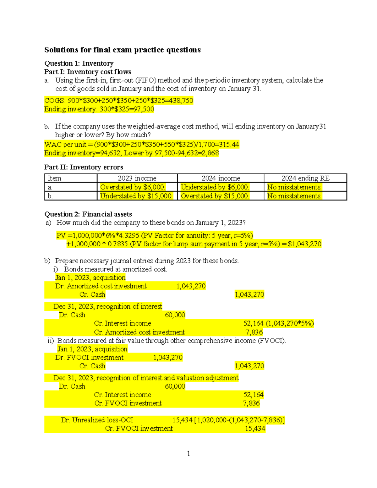 Final Exam Solutions for Practice Questions 2026 - Studocu
