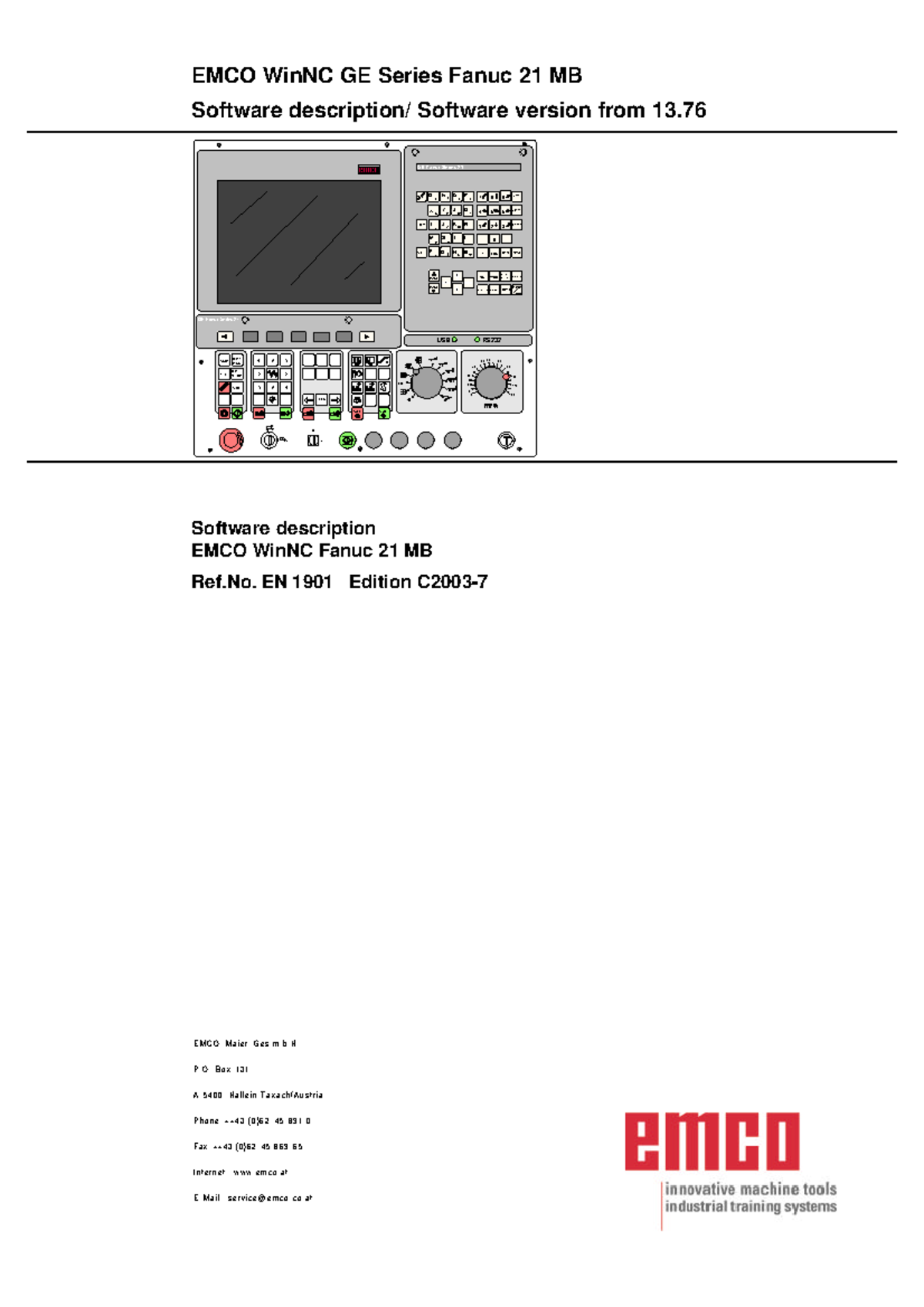 EMCO WinNC GE Series Fanuc 21MB Software User Manual and Guide - Studocu