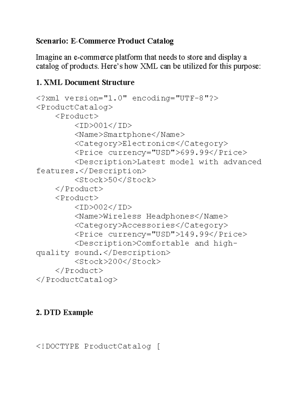 U1 E-Commerce XML Product Catalog Overview and Examples - Studocu