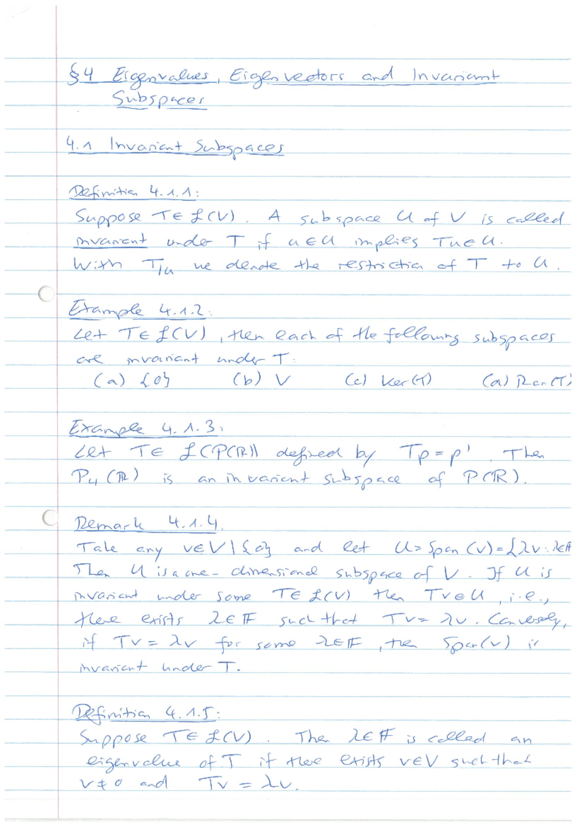 Lecture Notes MATM2624: Eigenvalues, Eigenvectors & Invariant Subspaces ...