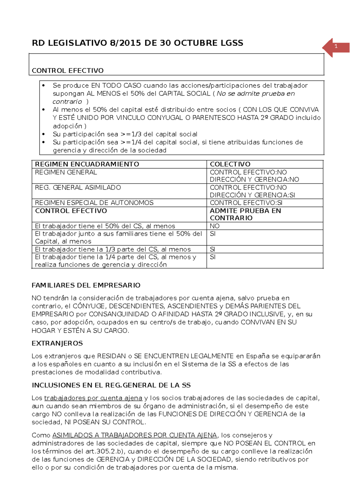 Resumen de la Ley General de la Seguridad Social (LGSS) - RD 30/10 ...