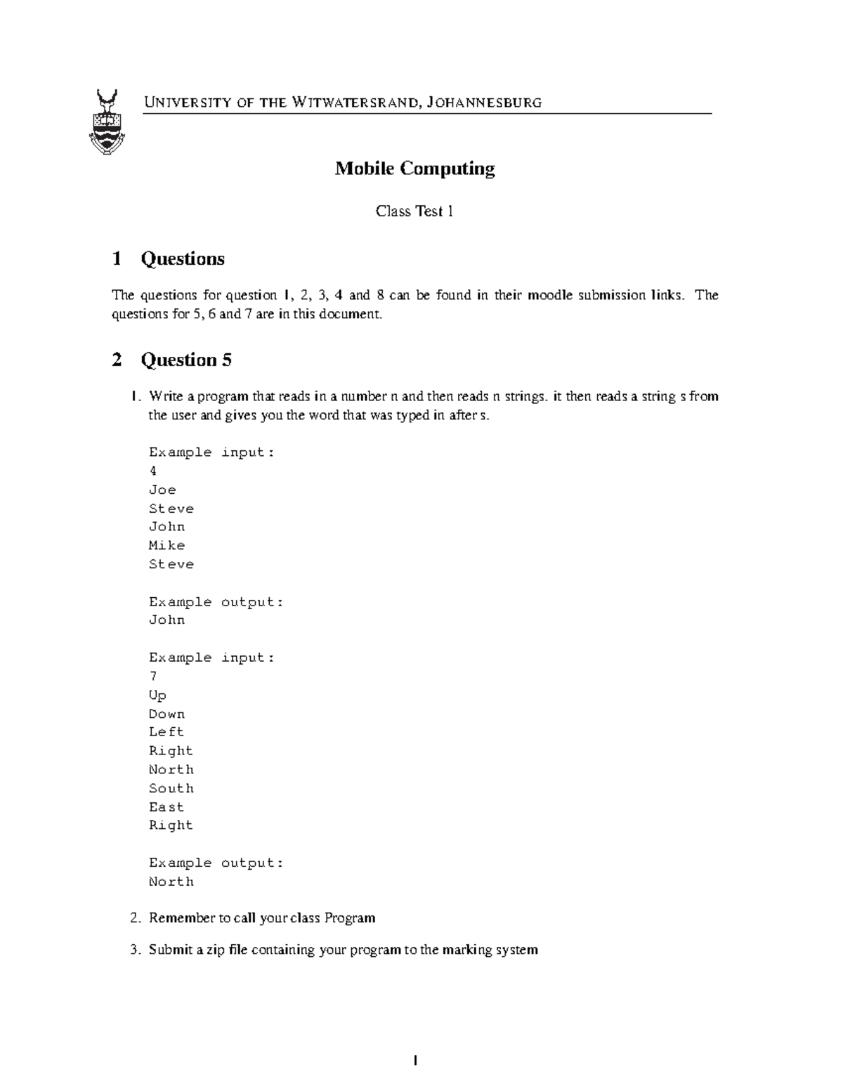 Mobile Computing Test 1 Questions 2018 - Wits University - Studocu