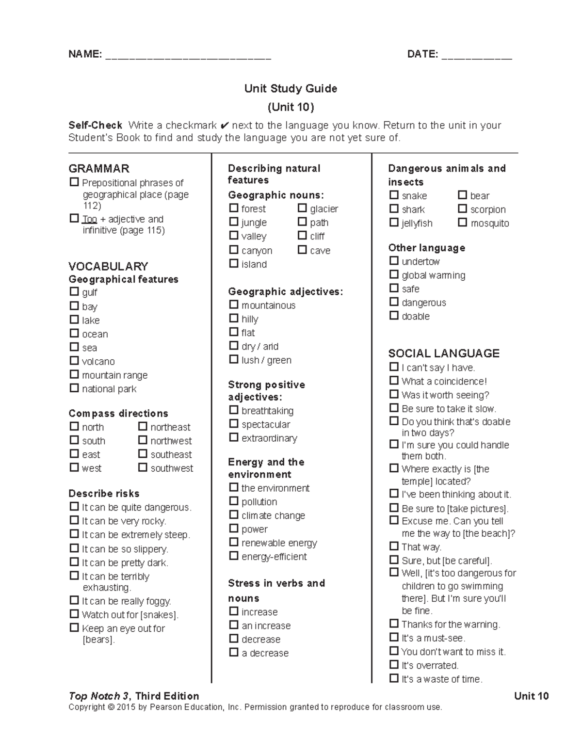 Unit 10 Study Guide: Geography, Grammar, and Vocabulary Insights - Studocu