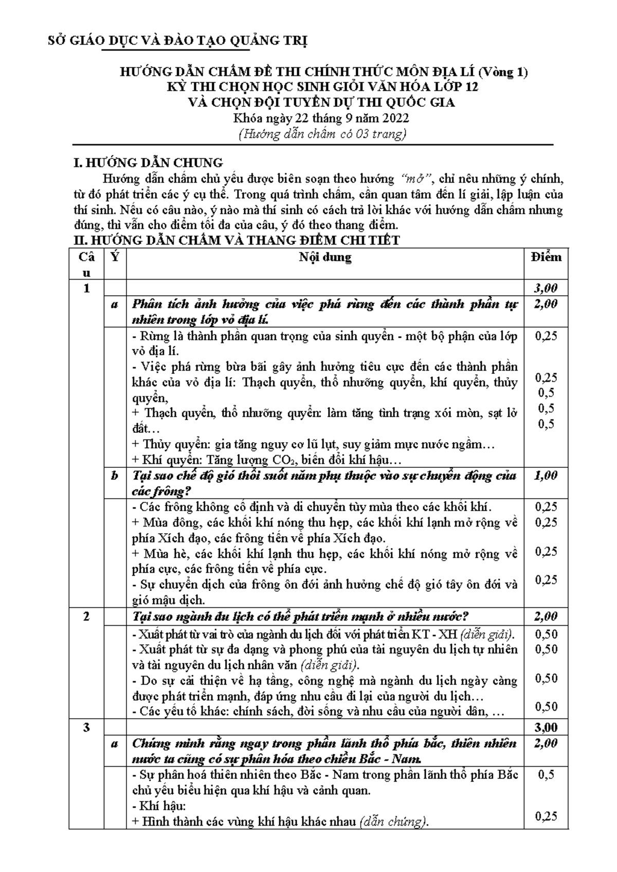 Hướng Dẫn Chấm Đề Thi Địa Lí Kỳ Thi Chọn Học Sinh Giỏi Lớp 12 - Document Preview