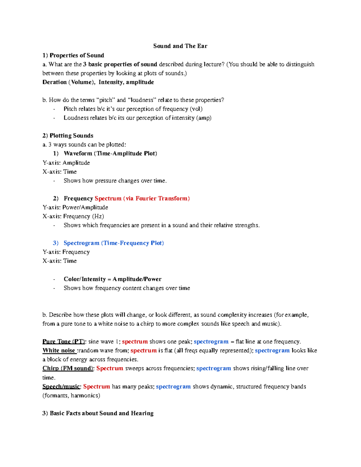 COGS142 - Auditory Pathway & Sound Processing Study Guide - Studocu