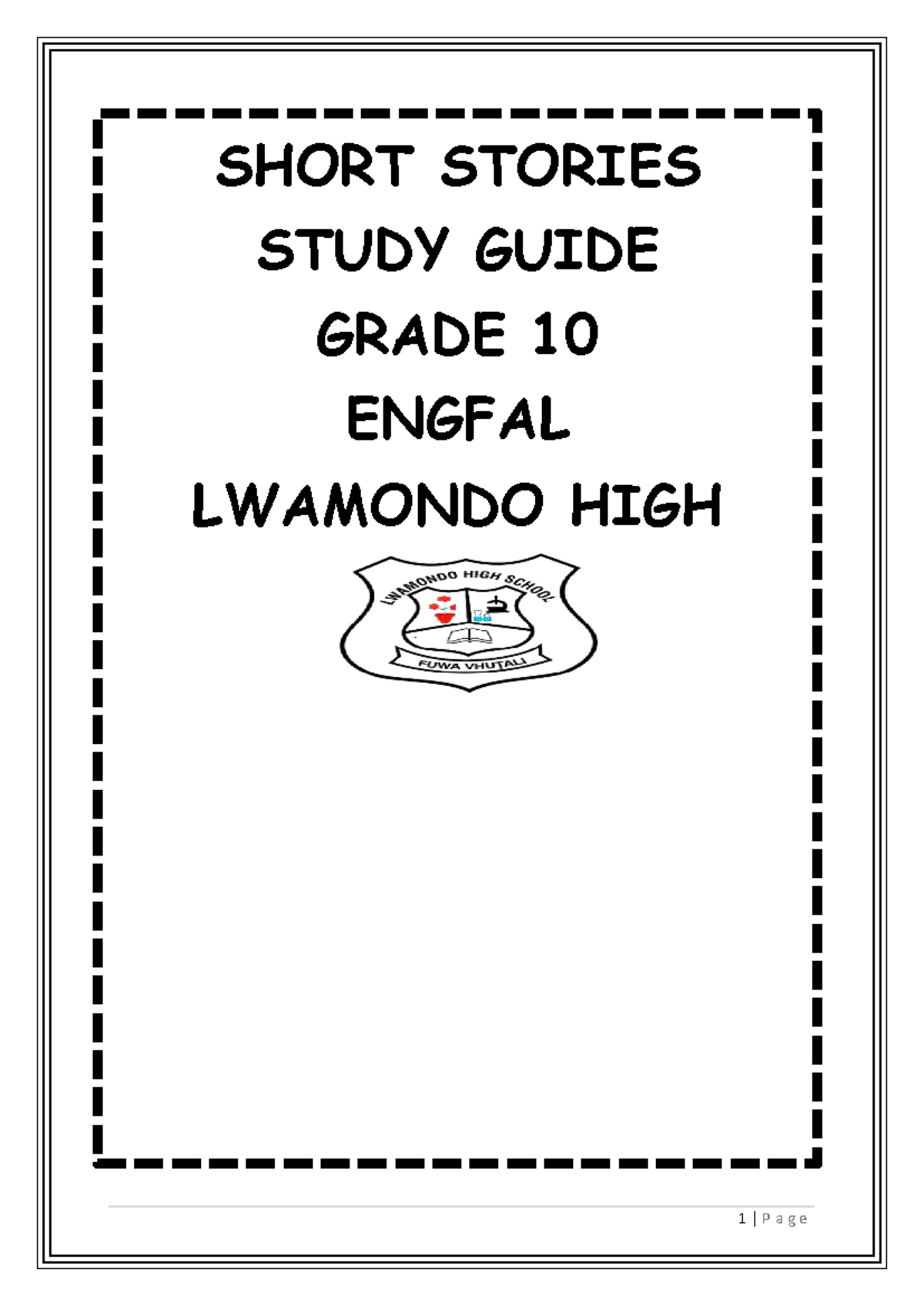 Short Stories Study Guide: Grade 10 ENG-FAL Analysis - Studocu
