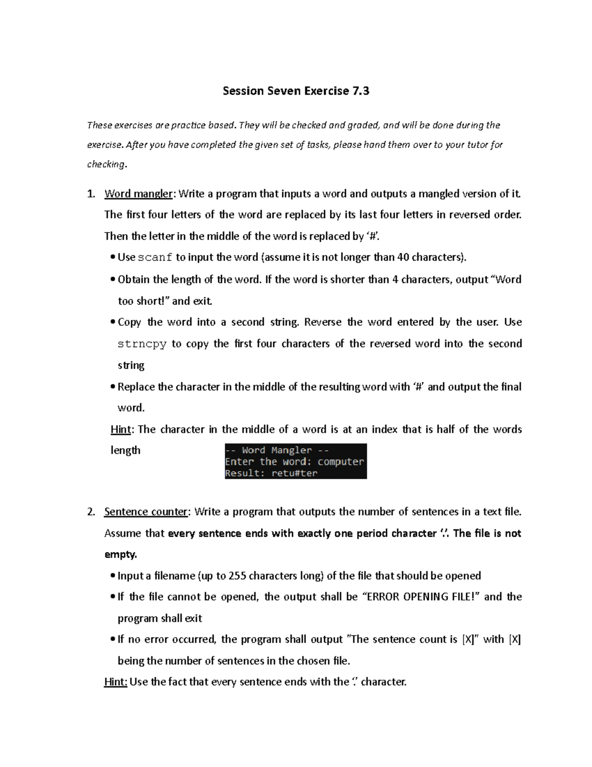 Exercise 2 - Lab - Sessions Two Exercise 2. These exercises are ...