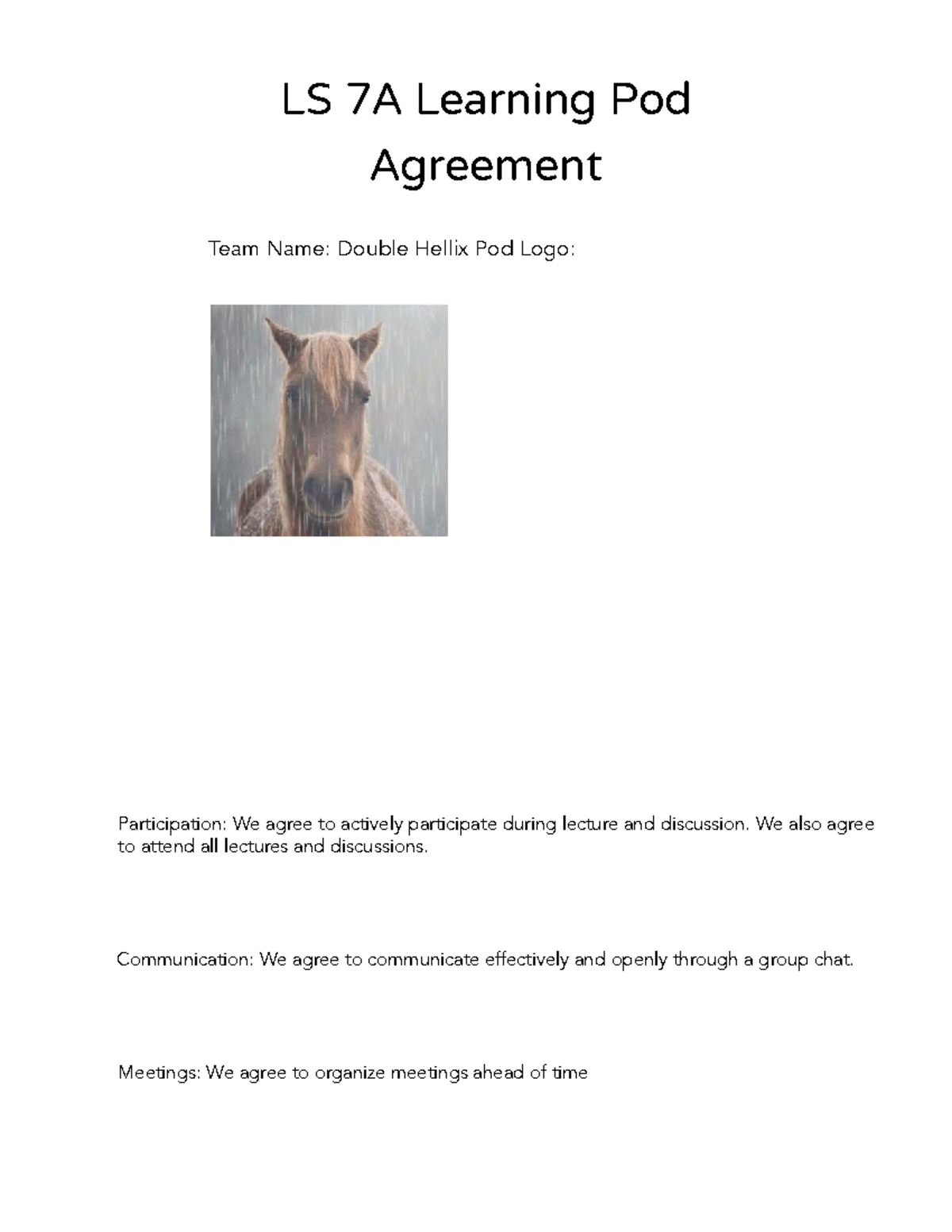 LS 7A Learning Pod Agreement Template W24: Team Double Hellix - Studocu